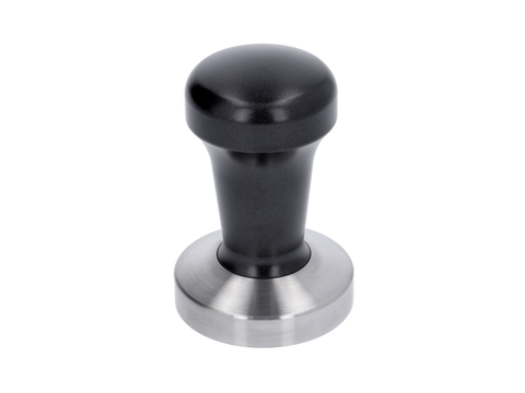 Black CMI EDO Tamper Young Line 58mm flat base for espresso machines, showing its sleek, flat-bottom design.
