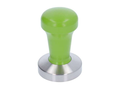 CMI EDO Tamper Young Line 58MM flat base for espresso machines, featuring a green handle and professional-grade design.