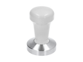 White CMI EDO Tamper Young Line 58mm flat base for espresso machines, showing the precision-crafted tamper with a flat base.