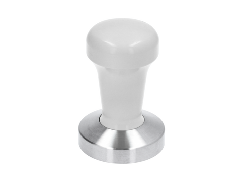 White CMI EDO Tamper Young Line 58mm flat base for espresso machines, showing the precision-crafted tamper with a flat base.