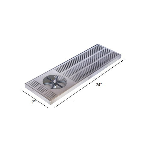 Krome 24″ X 7″ Side Spray Glass Rinser Drip Tray – Brushed Stainless – With Drain C460