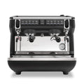 Nuova Simonelli Appia Life Compact 2 Group volumetric espresso machine front view with stainless steel finish.