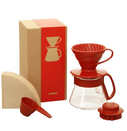 Hario V60 Ceramic Dripper Pot Set 01 Red