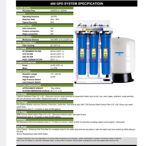 نظام التناضح العكسي 400 جالون + خزان الضغط 