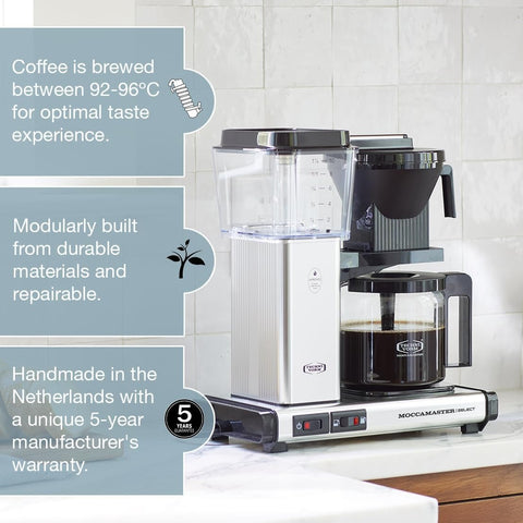 Moccamaster KBG Select, Coffee Machines, Filter Coffee Machine, Black, UK Plug, 1.25 Liters