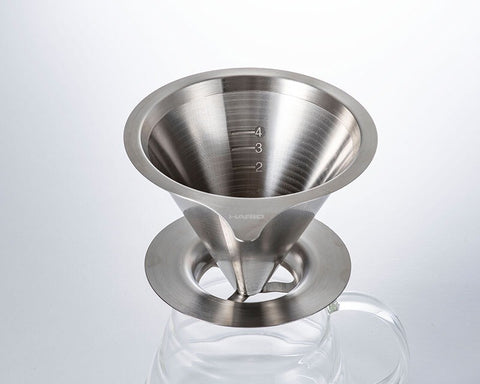 HARIO DMD-02-HSV Double Mesh Metal Coffee Dripper, Size 02, Reusable Stainless Steel Pour-Over Filter